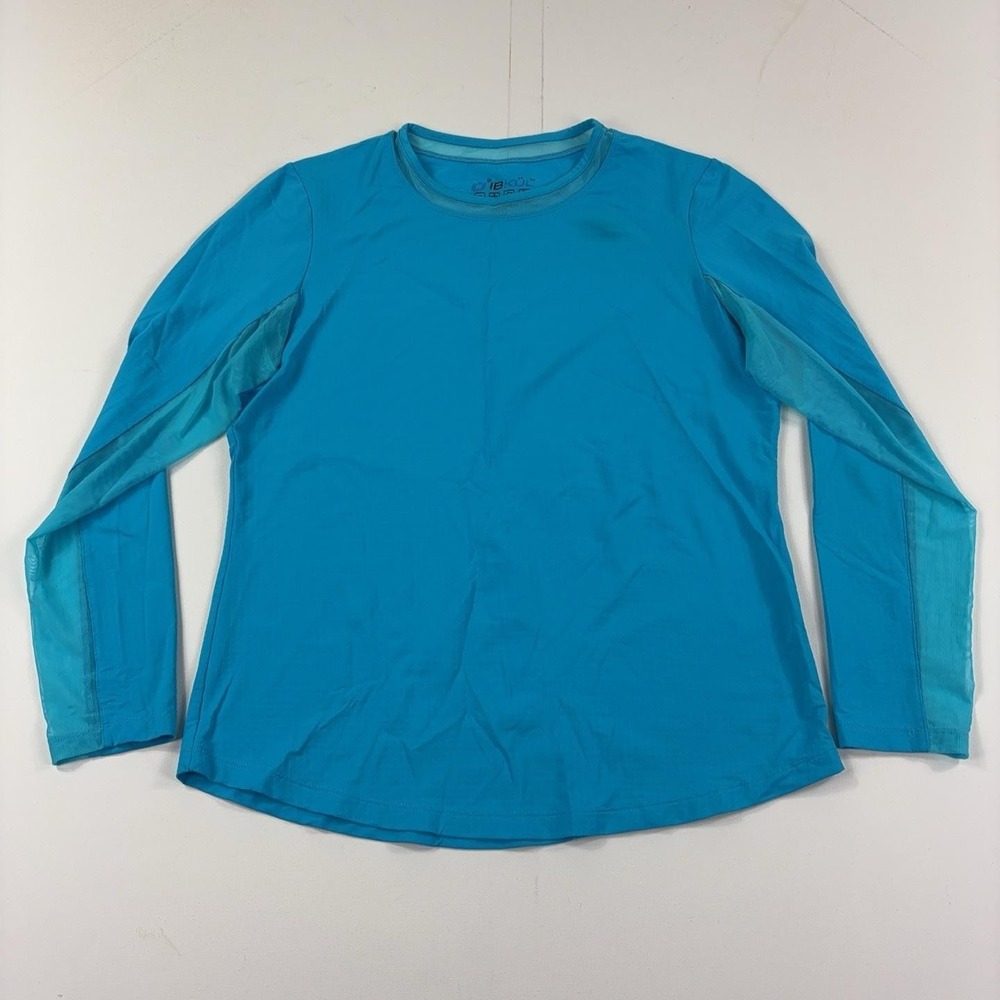 IBKUL T-Shirt Womens Large Blue Long Sleeve UPF 50+ Quick Dry Stretch Athletic